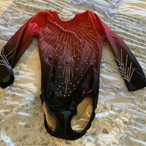 Red and Black Rhinestone Leotard